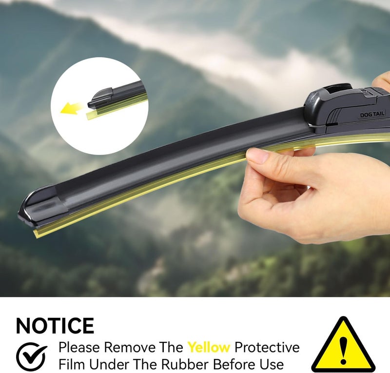 DOG TAIL DOGTAIL 24"+ 16" Wiper Blades for Kia Sportage 2005-2010 Hyundai Tucson 2005-2015 Chevrolet Captiva Sport 2012-2015, All Season Automotive Replacement OEM Windshield Wiper Blades for My Car J-Hook - Image 5